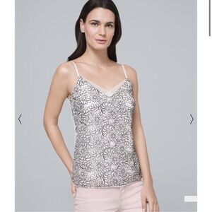 White House Black Market Black & Cream Floral Lace Camisole Top